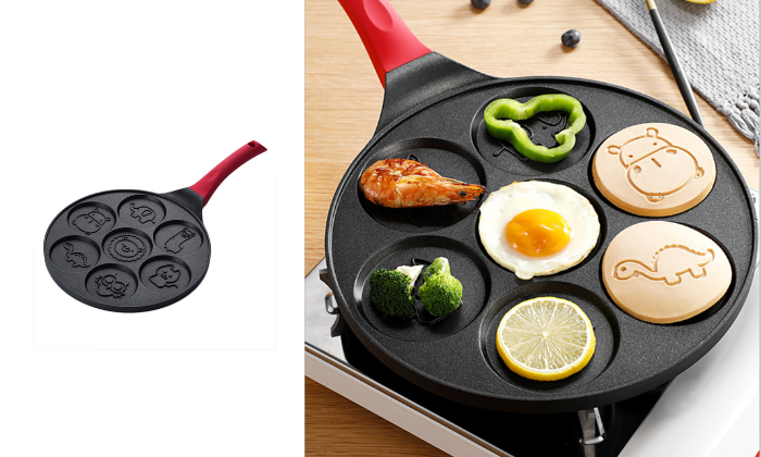 Pancake Pan with Handle 7 Animal Molds Pancake Maker Pan for Kids Non-stick  Stovetop Egg