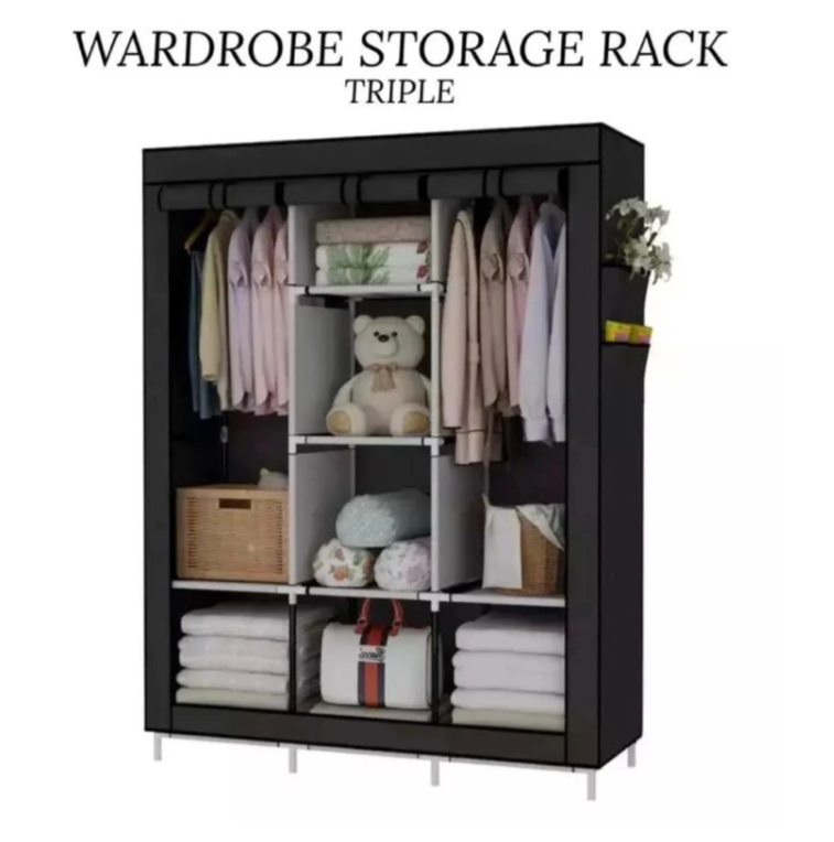 3 Rack Wardrobe Nu Dekor Triple Wardrobe Storage Rack – Hyperli
