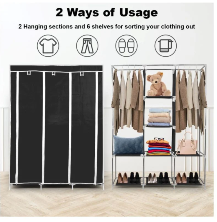 3 Rack Wardrobe Nu Dekor Triple Wardrobe Storage Rack – Hyperli
