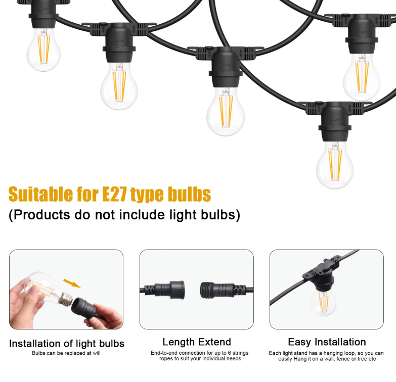 Brighta Waterproof Vintage Bulb String Lights – Hyperli