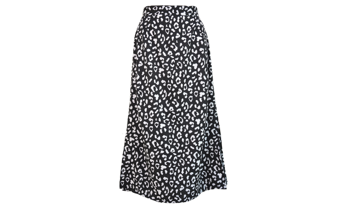 Summer Women's Leopard Print High-waisted Slit Mid-length Half Skirt ...