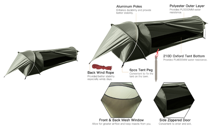 Sylaeto Ultralight Single Person Tent Waterproof Camping Tent for Outdoor Backpacking Hiking Fishing Brown Brown