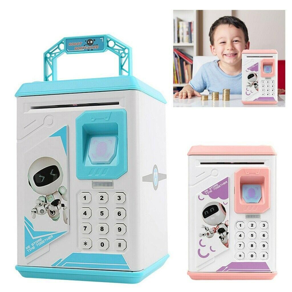 Robot Piggy Bank Kids ATM Electronic Fingerprint Password Money