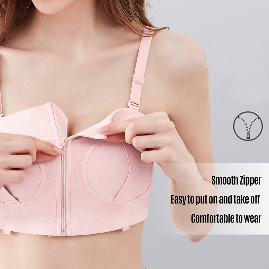 Pumping Bra, Upgraded Back Zipper Adjustable Breast-pumps Holding