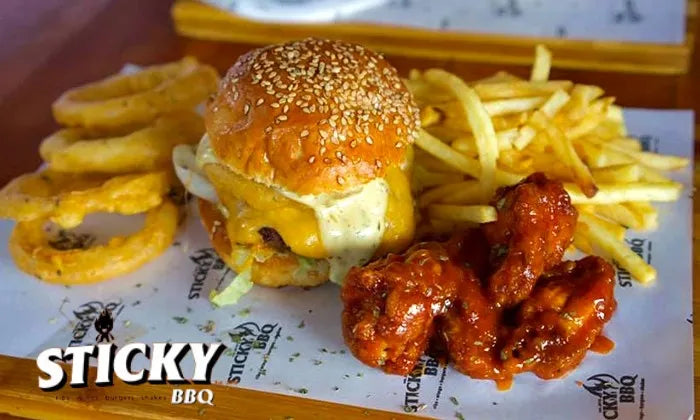 burger-wings-and-fries-combo-at-sticky-bbq-hatfield